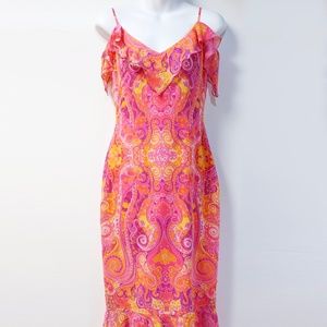 🆕 Escada Paisley Chiffon Dress Airy and Bright Size EU 36 NWT new was $1200